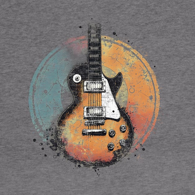 Vintage Guitar Paint Splash Graphic Tee | Vintage Guitar Enthusiast by Mad Monkey Creations